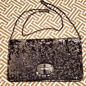 Black and silver sequin evening bag.